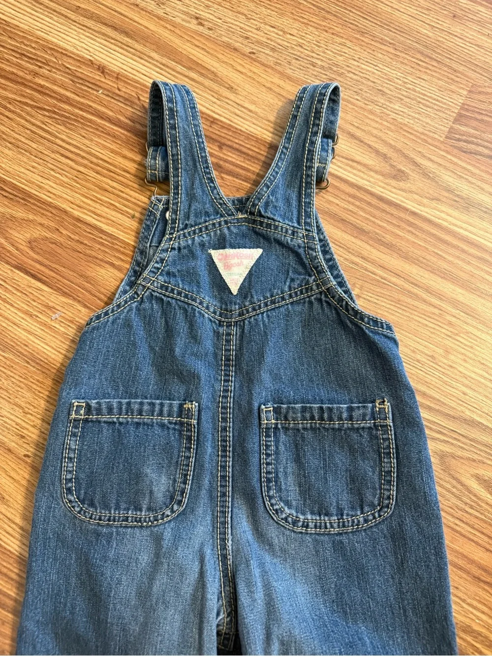 OshKosh B'gosh Denim Overalls with Rainbow Heart Applique - Blue